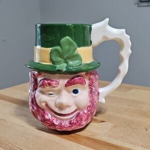 ☘️ Vintage Leprechaun Mug St. Patrick's Day Beer Stein Large 6.25”